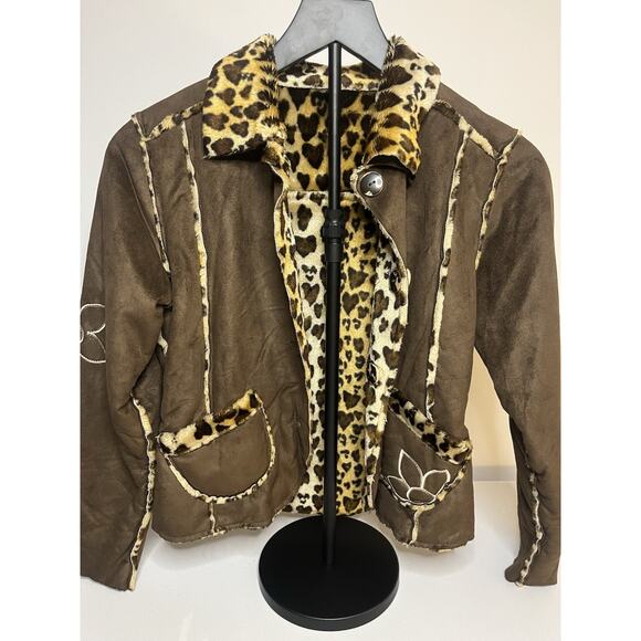 Iz Byer California Reversible Women’s Cheetah Print Jacket Size 7/8 - Picture 1 of 11